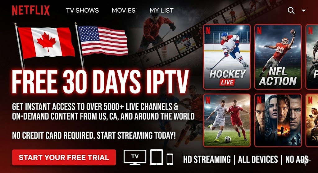 Free IPTV Trial Canada 2026 — TSN, RDS, CBC, Sportsnet in 4K | iptvv.online